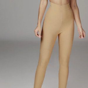 New! JlUXLABEL High-Waist Bandage Leggings, TAN/SMALL